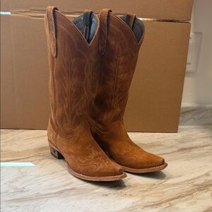 Brown Suede Heeled Boots by Lane Boots